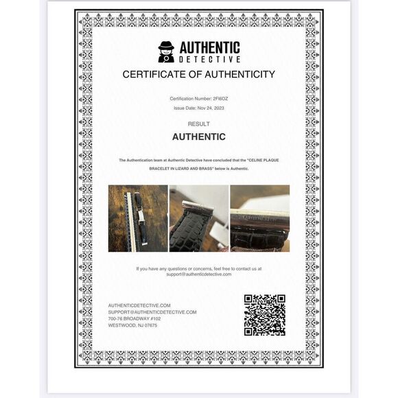 CELINE Paris Black Lizard Leather Bracelet | Silver Hardware | Vintage Designer - Picture 13 of 13